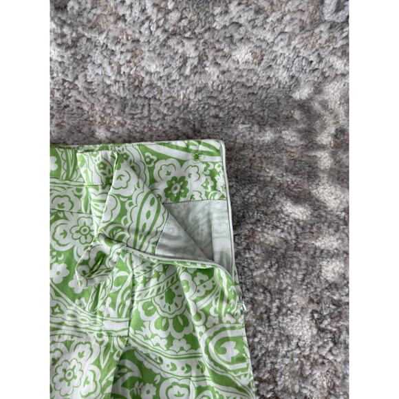 Paraphrase Size 8 Paisley A Line Mini Skirt Green Zip Cotton Blend Stretch - Picture 4 of 8